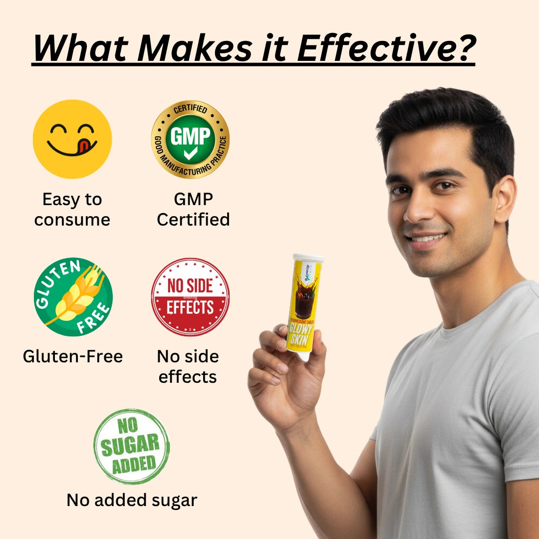 GlowUp Vitals - Glowy Skin Effervescent Tablets with 500 mg L-Glutathione